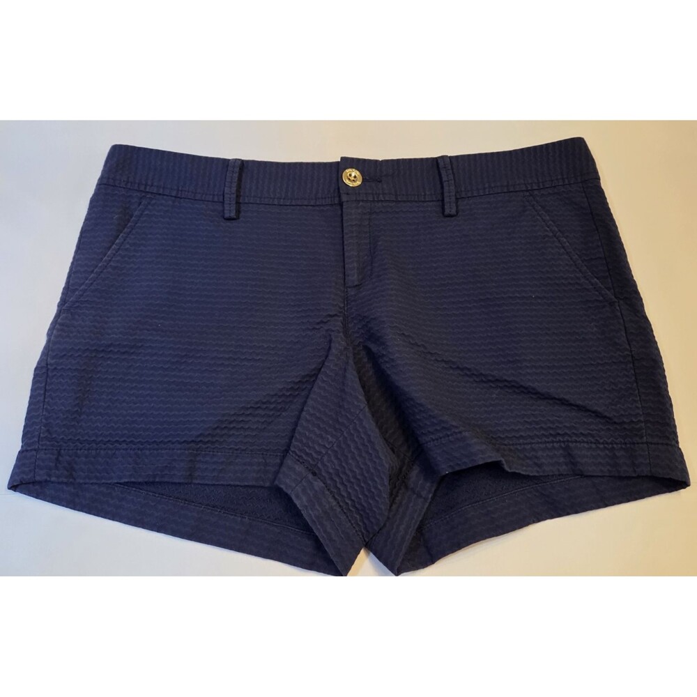 Lilly Pulitzer Callahan Shorts Womens 14 Navy Seersucker 5” Summer Beach Boat